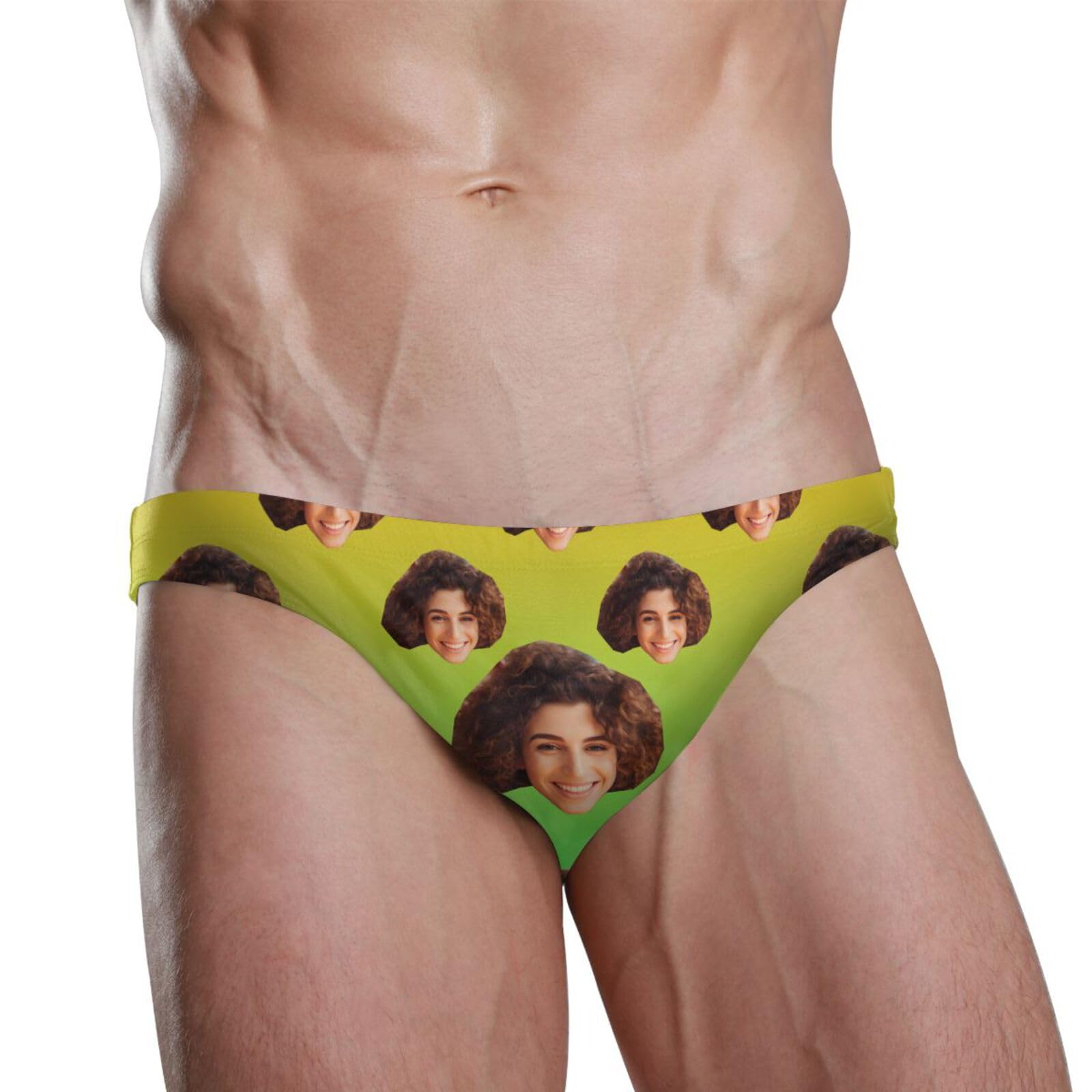 Custom Face Men's Dark Goldenrod Gold Swimsuit with Face Bikini Personality Swimwear with Photo Customized Gifts for Men 2XL