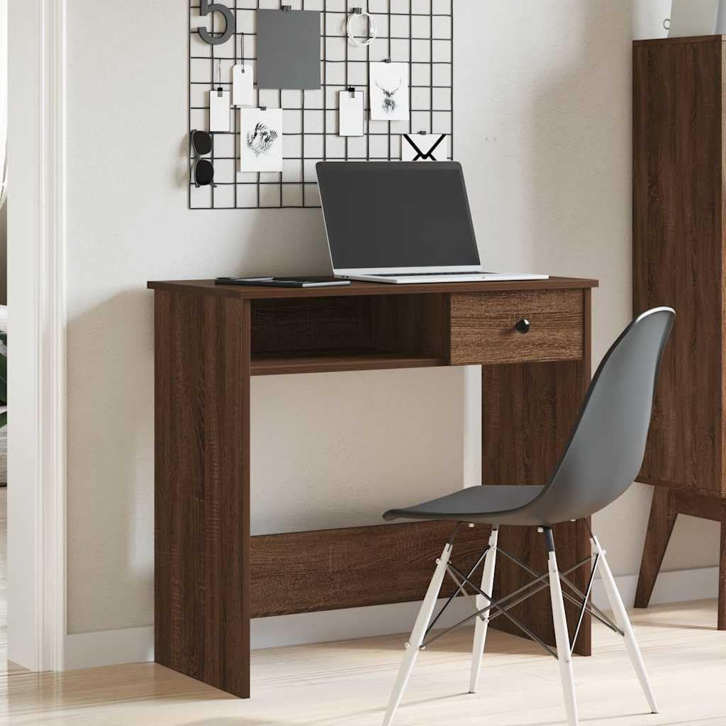 Escritorio con aspecto de roble marrón 80 x 40 x 75 cm, mesa de oficina de material de madera resistente con amplia superficie de trabajo para ordenador, documentos y portátiles, versátil