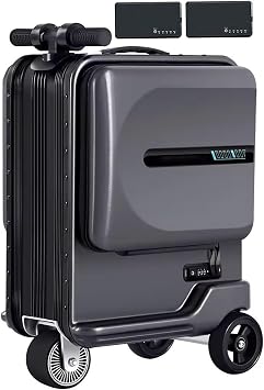 Smart Riding Suitcase SE3miniT 26L Electric Luggage with 2 73.26WH Removable Batteries, 2 Charging Port, TSA Password Lock, Load 100kg,Black