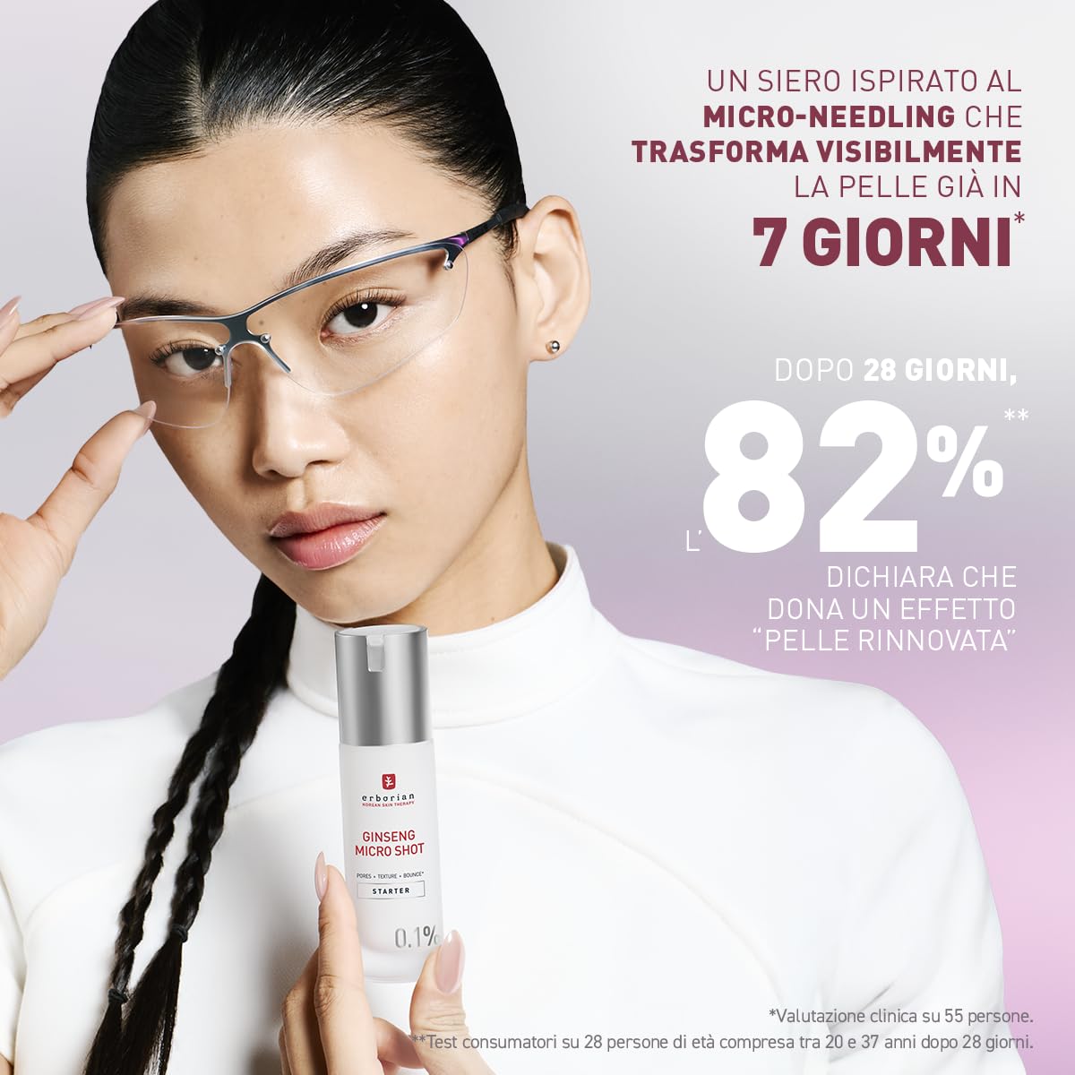 Erborian - Ginseng Micro Shot - Starter 0.1% - Siero Viso Retexturizzante ispirato al Micro-Needling - Con Ginseng e Collagene per Pori Affinati e Pelle Liscia - Cura Coreana - 10ml