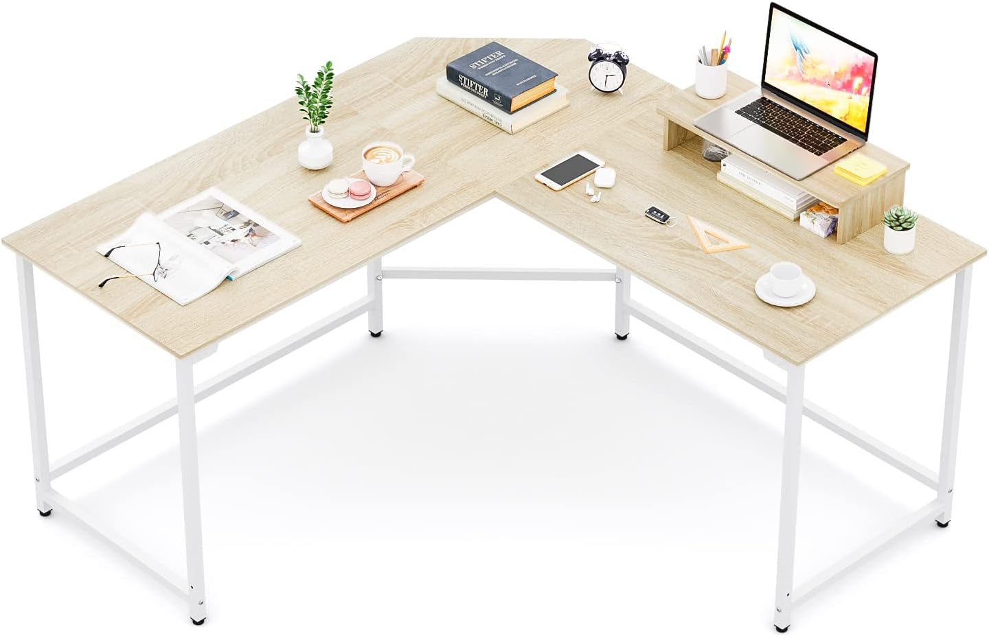 Elephance 59" L Shaped Desk Corner Computer Desk Gaming Table with