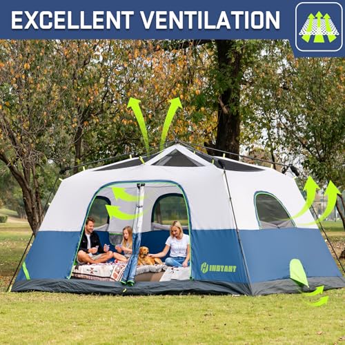 Image of 4 /6 /8 /10 Person Instant Tent, Waterproof Pop Up Tents for Camping with Rainfly, 60 Seconds Easy Setup, Automatic Cabin Tent for Family Camping with Expandable Carry Bag & Upgraded Ventilation