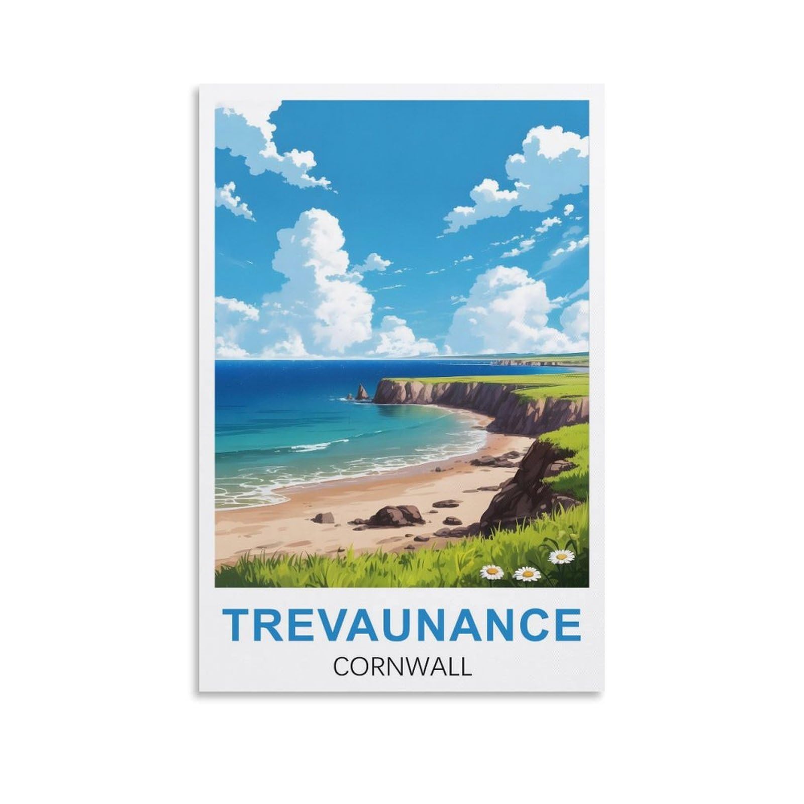 EZMLFA 5D DIY Diamond Painting Kit,Trevaunance Cove Diamond Art Kits for Beginner,Gem Art Kits Round Drill for Home Wall Decor Gifts 50x60cm