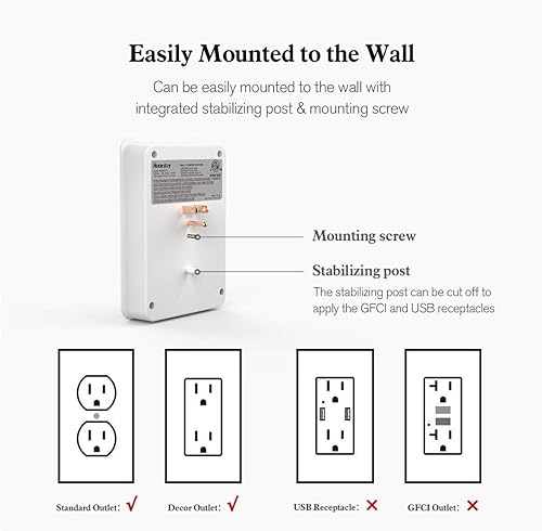 Miniatura 4 de Huntkey - Protector de sobretensiones con 3 puertos USB de carga de 3,4 amperios SMD607 y adaptador de pared USB con 4 salidas de CA y 3 puertos de