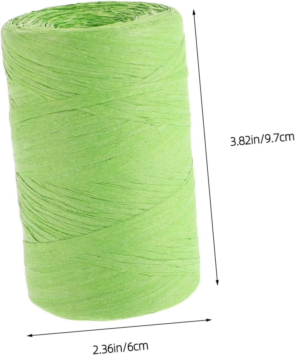 Xmas Raffia Paper Ribbon Cord for DIY Projects, Light Green
