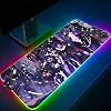 SQTYLJW Mouse Pads Solo Leveling Gaming Mouse Mat Computer RGB Large LED Backlit Lighting Desk Mat 31.5 inch X 11.8 inch X0.16 inch