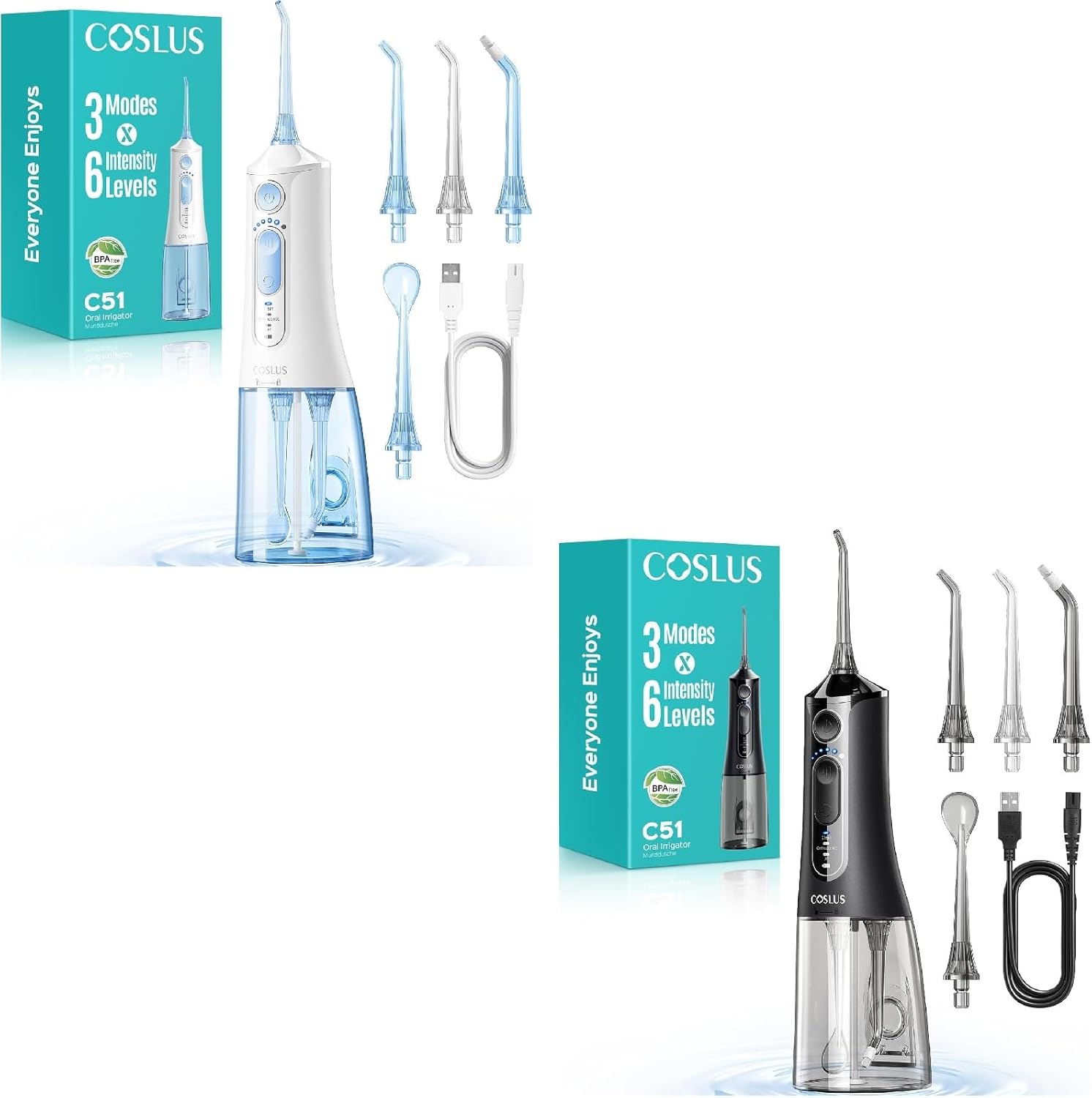 Portable Water Flosser for Teeth C51 Arctic White & Black