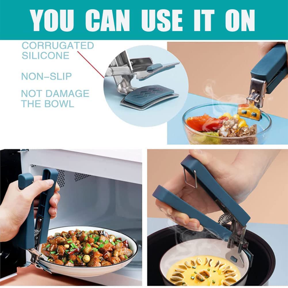 Fahibin Clip della ciotola anti-caldo,4 Pezzi Set Da Cucina Anti-Scottatura Pinze Ciotole,Pinza per Ciotole per Ciotola Calda, Microonde, Forno, Pentole