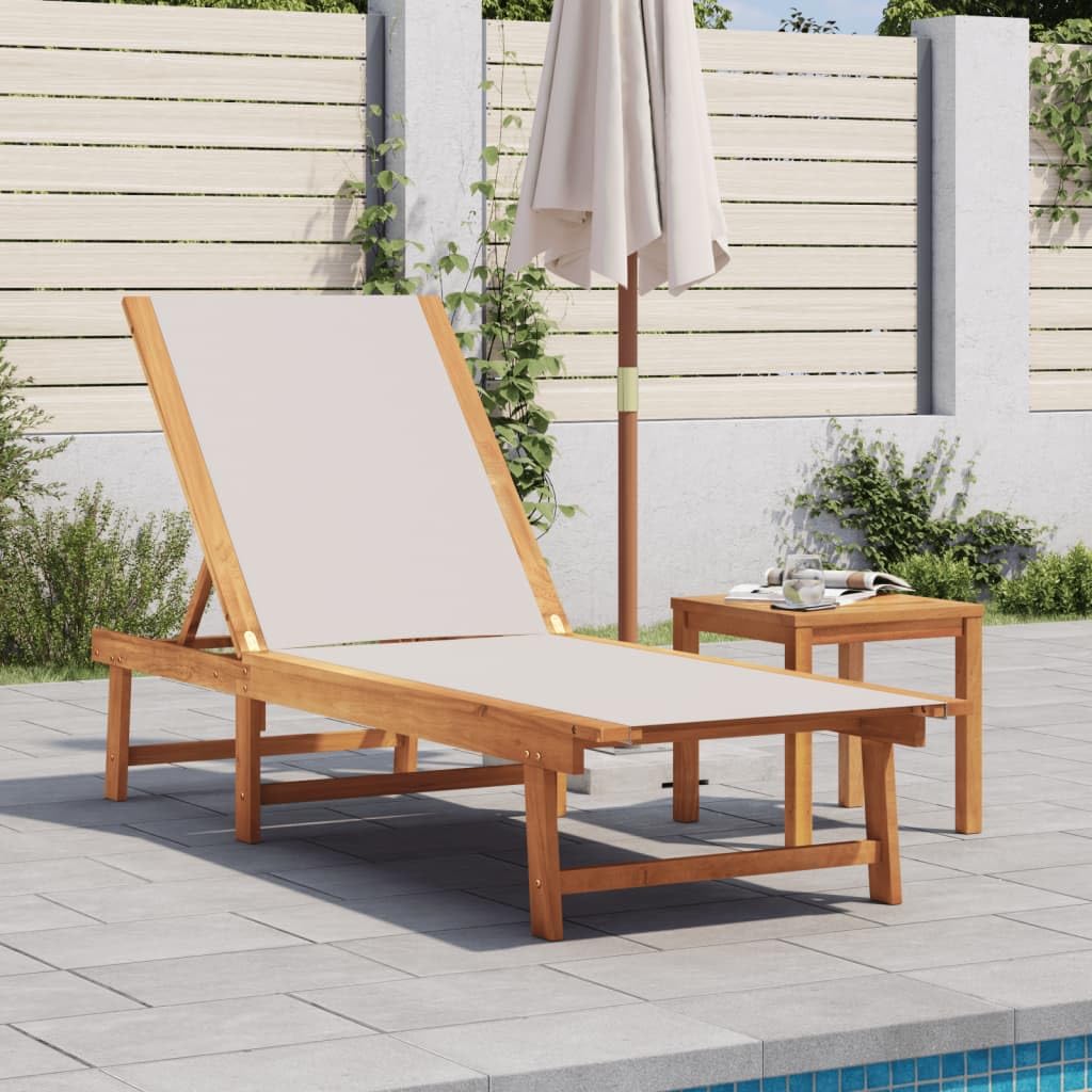 ZEYUAN Lettino Prendisole Grigio Legno Massello di Acacia e Textilene,Lettino Prendisole,Sdraio da Spiaggia,Lettino da Sole,Lettino da Giardino-4008413