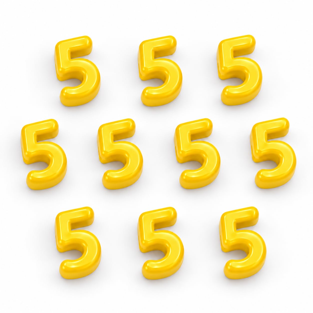 Number Beads, 10pcs Number Beads for Bracelets with 6mm Large Hole, Number Bead for DIY Jewellery Making, Keychains and Paracord Crafts(Yellow, Number 5, 10)