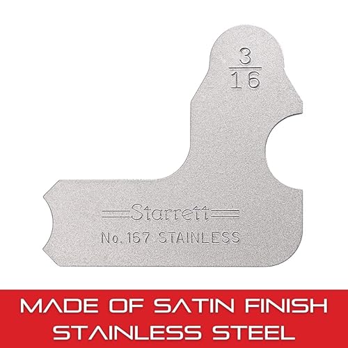Miniatura 36 de Starrett Medidor de radio individual para radios convexos y cóncavos, ideal para carpinteros y construcciones, acero inoxidable, calibre de radio