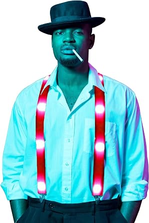 Christmas Costumes Light Up Suspenders for Men Women, Mens LED Suspenders Funny Party Favors Supplies