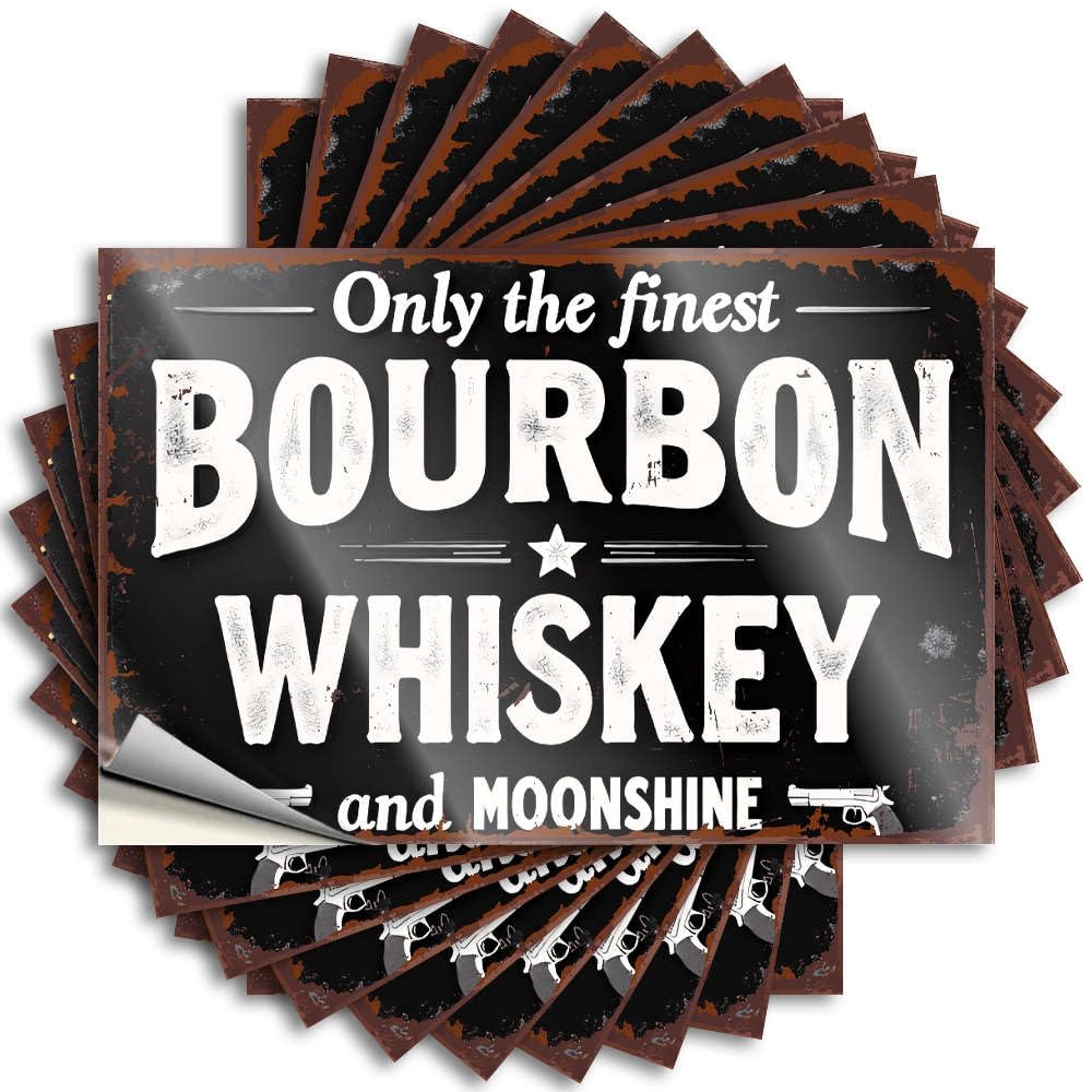 Dorm Door Decorations Water Tattoos - Only The Finest Bourbon Whiskey and Moonshine. Western Bathroom Durable Sticker Easy Apply for Winter Decor(6X9CM)