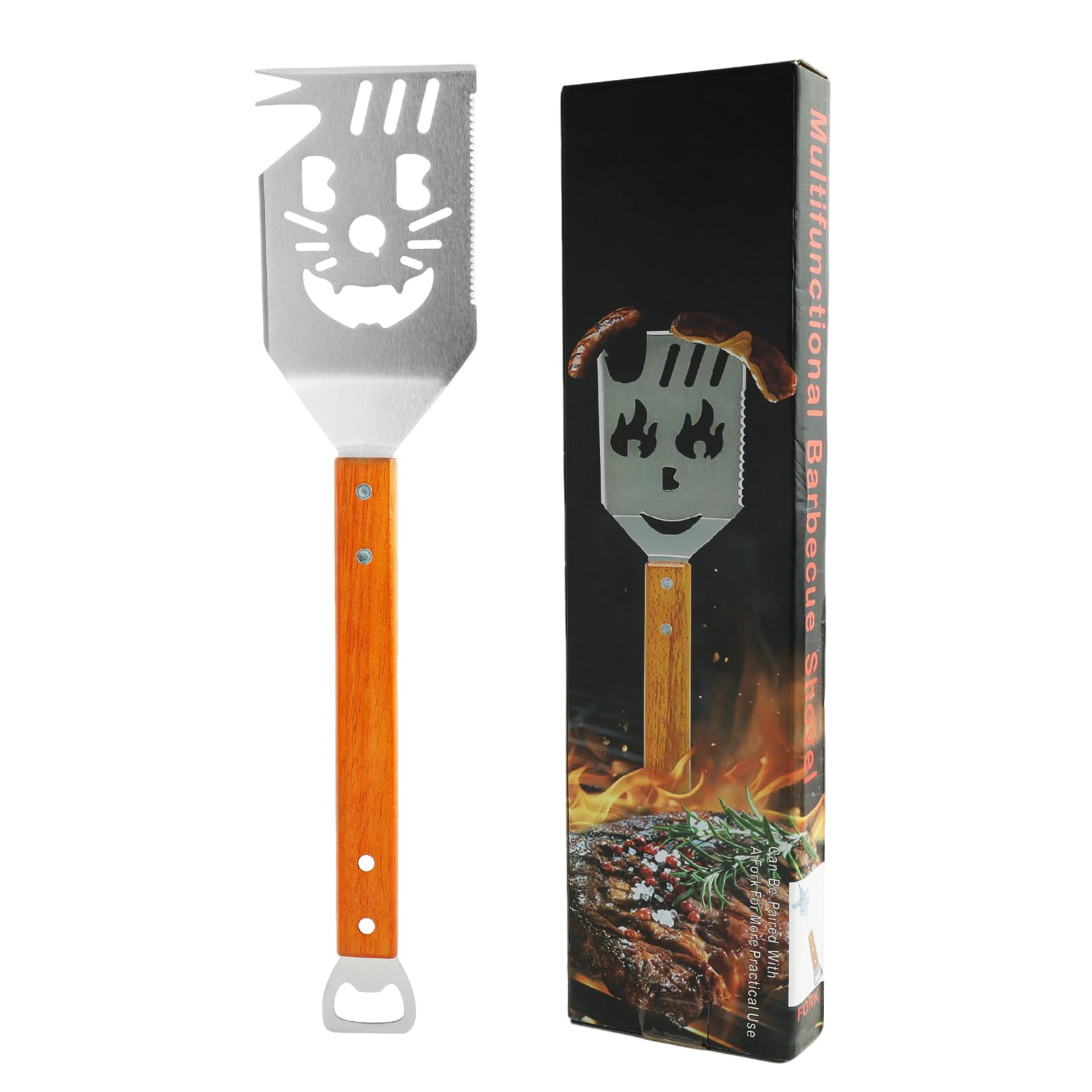 Spatule Barbecue 7 en 1, Ustensiles Barbecue Innovant pour Camping en Plein Air