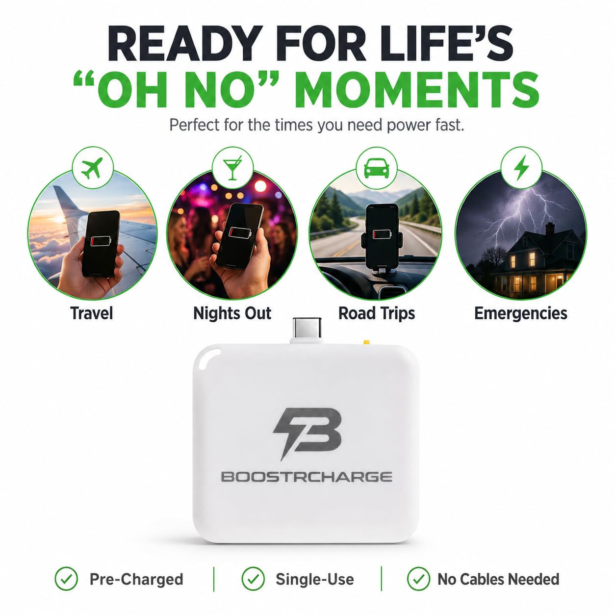 Boostrcharge Single-Use Emergency Phone Charger, Pre-Charged & Ready to Use, No Cables Needed, USB-C, 3-Pack view 4