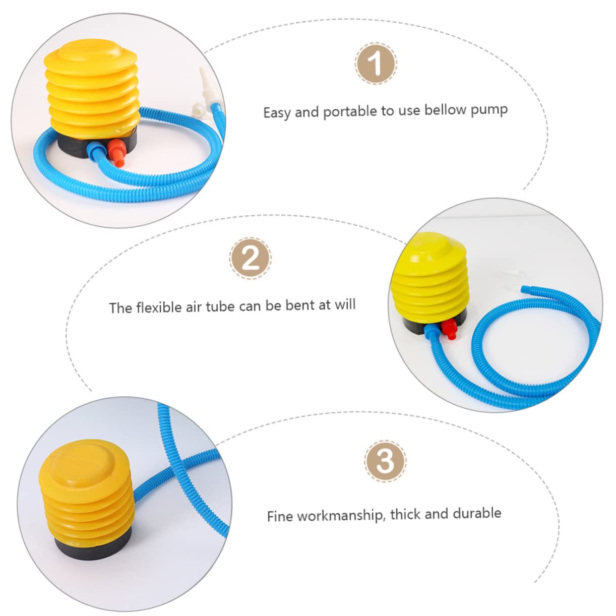 NAMOARLY 4pcs Inflator Foot Pump Portable Bellow Pump Dual Nozzles for Inflatables Yoga Balls Air Beds and Balloons Convenient and Easy to Use for Home and Outdoor Activities