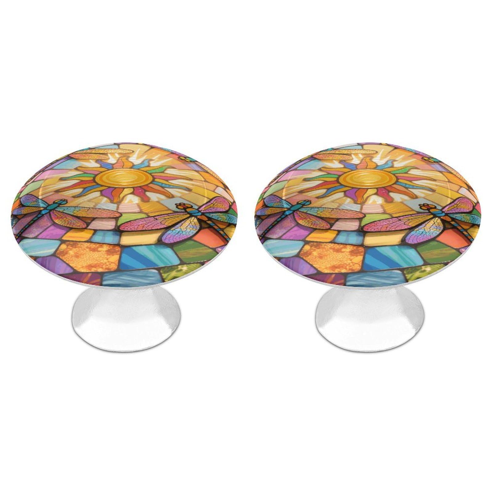 Vstadank Style Stained Glass Dragonfly Drawer Knob Nice Bathroom Cabinet Knob Round Cabinet Pull Stainless Steel Cabinet Handle Circle Drawer Handle Modern Drawer Pull For Wardrobe Cupboard 2 Pcs