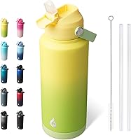 Vista 26 de BJPKPK - Botella de agua aislada con tapa de popote, termo grande de 40 onzas, botellas de agua de acero inoxidable libres de BPA a prueba de fugas