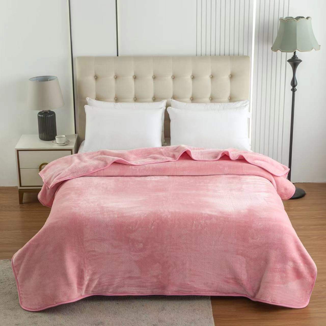 Y Homeware Blush Pink Yorkshire Homeware Roll Mink Super Soft Warm Faux Fur Fleece Blanket Sofa Bed Throws In Double & King Size (Double 150 X 200Cm)