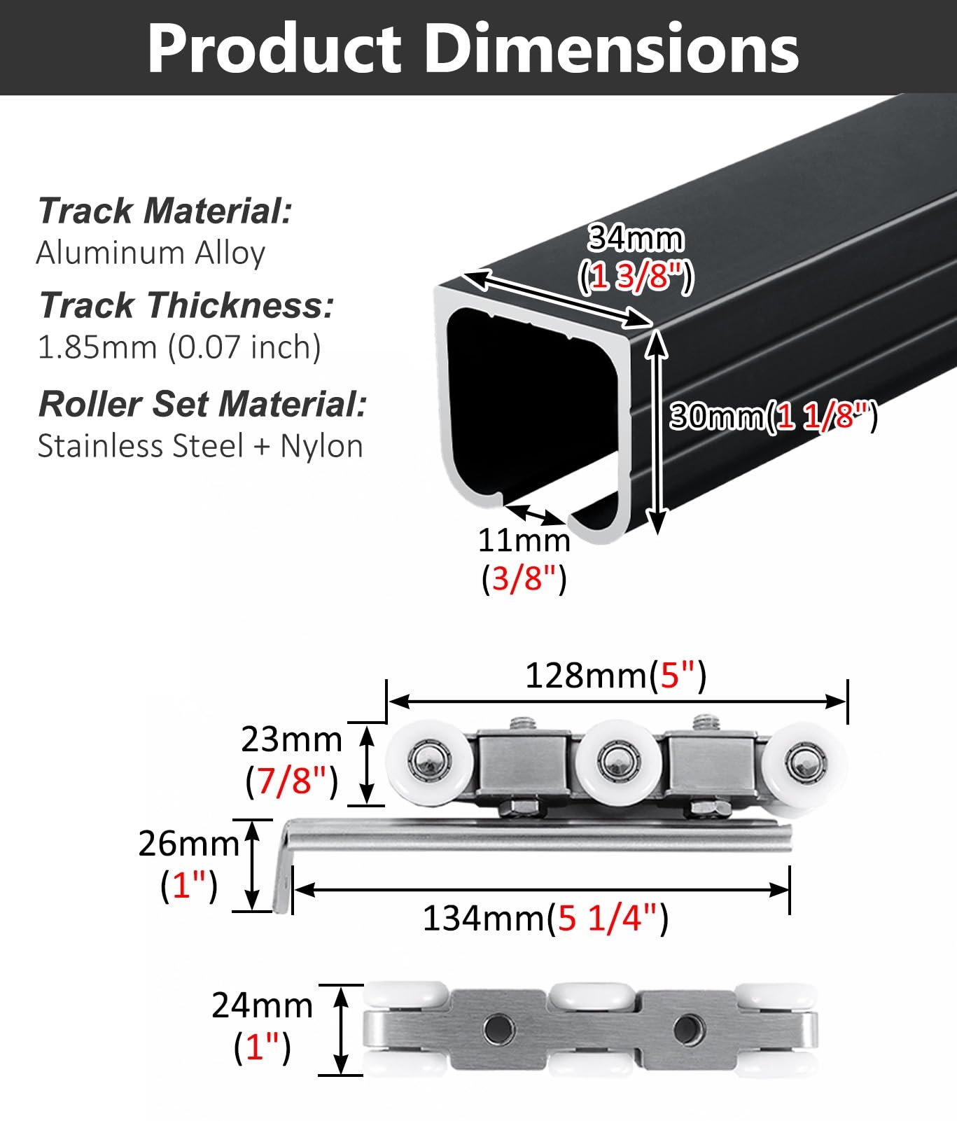 Kit Puerta Corredera Sistema Completo De Rieles Para Puertas Corredizas De Granero Montadas En El Techo, Kit De Herrajes Para Puertas Corredizas, Silver, 8ft/2.40m