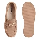 LENSBURY Women’s Platform Loafers || Stylish Slip-On Casual Shoes with Metal Buckle | Comfortable Everyday Mocassins Ballet I for Casual Office Formal Beige gallery image
