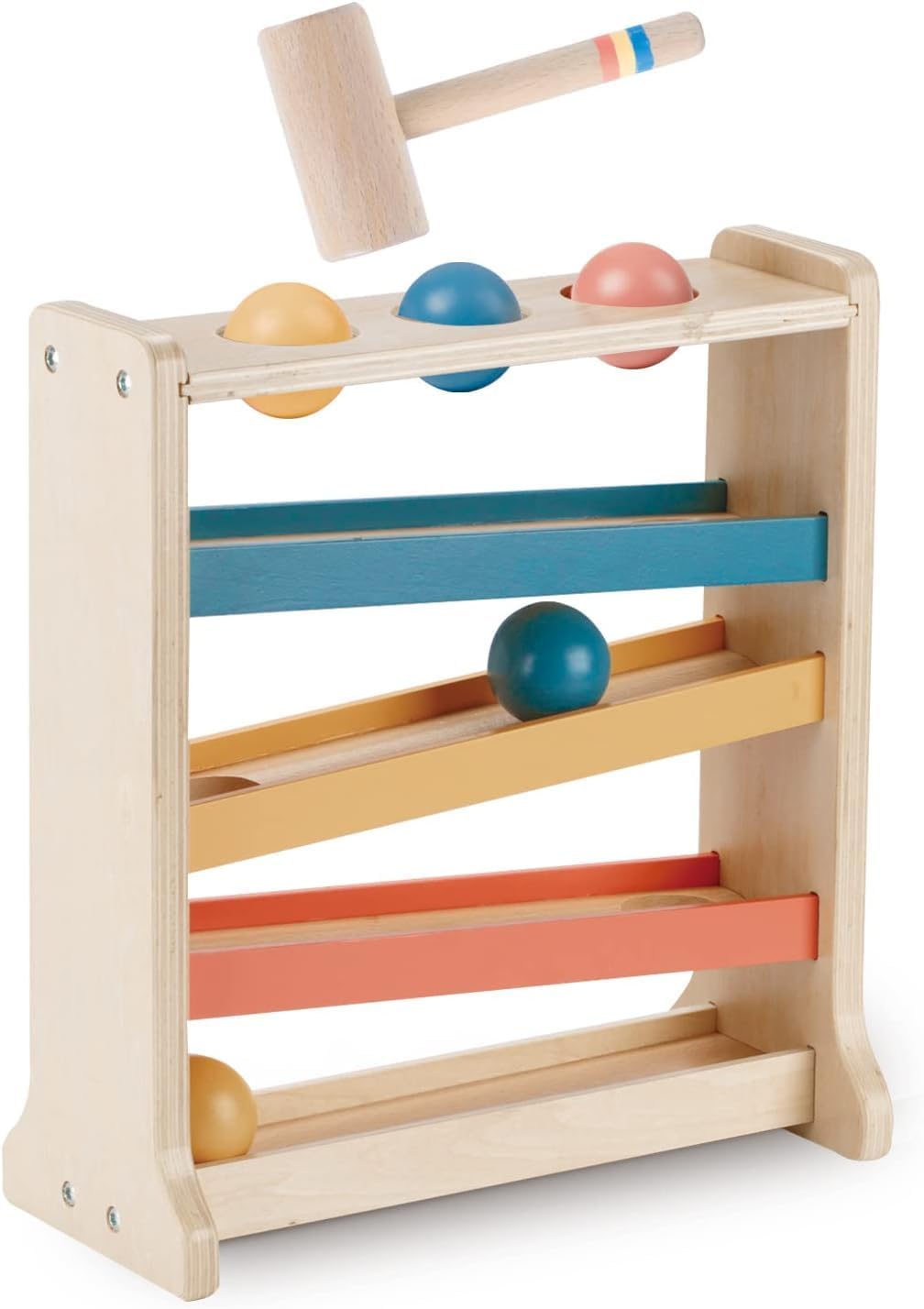 Wooden Montessori Learning Toys Mix 6-12 Months,Spinning Drum, Ball Tracker, Drop Box, Rocking Stacker Bead Maze