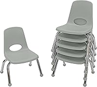 Vista 83 de Factory Direct Partners 10367-BL Silla escolar apilable de 16 pulgadas, asiento apilable para estudiantes con patas de acero cromado y rodamientos