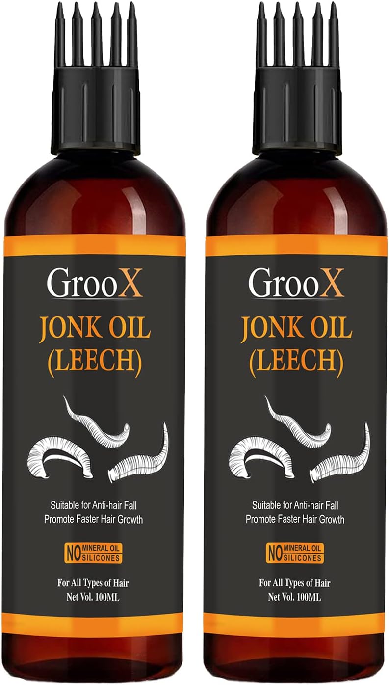 GrooX Jonk oil (Leech Tail) Pure and Natural For Faster Hair Growth & Anti Hair Fall for Unisex (Pack of 2, 200 ml)