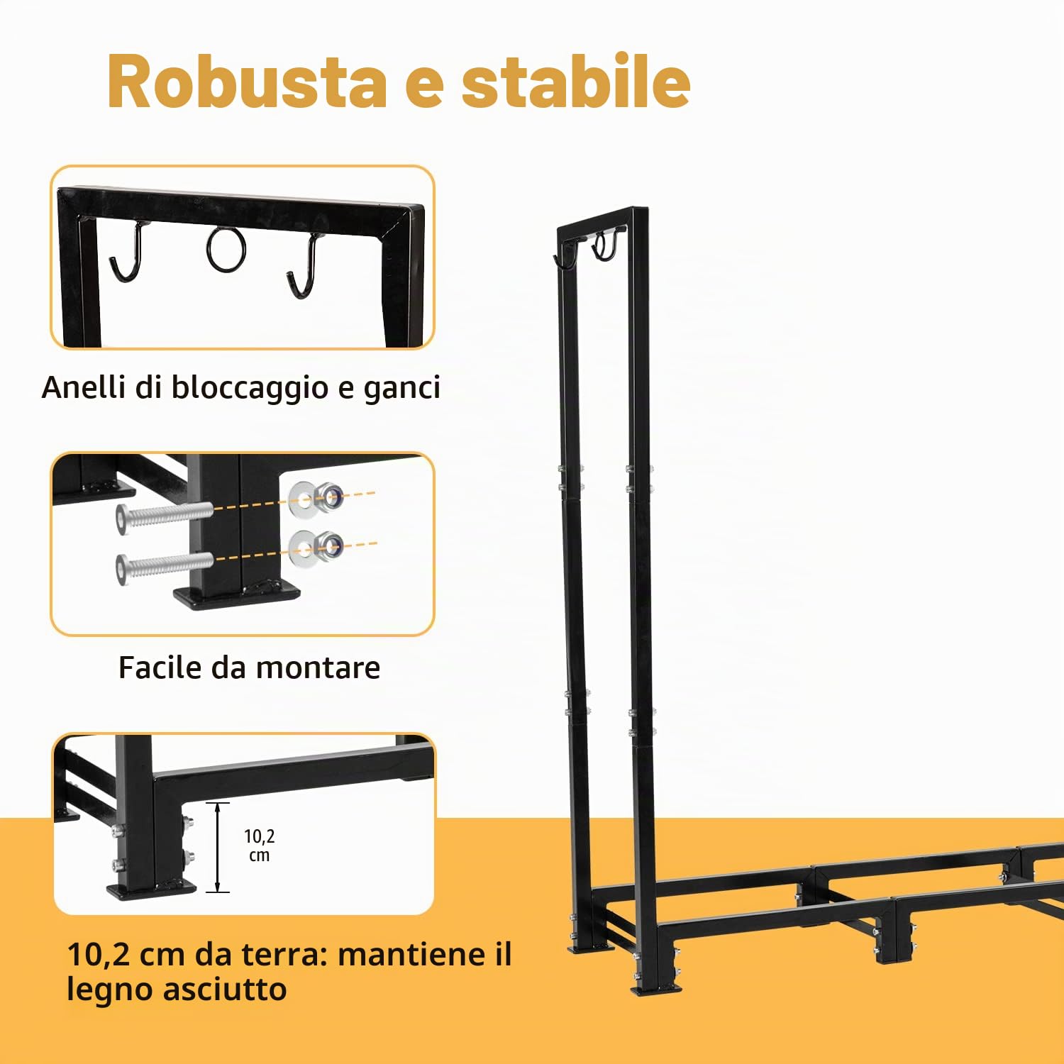 NALONE legnaia da con coperchio impermeabile e borsa da trasporto,portalegna da esterno Metallo 240 x 116.8 x 35.1 cm per lo stoccaggio del legno legnaia da esterno con copertura 8FT