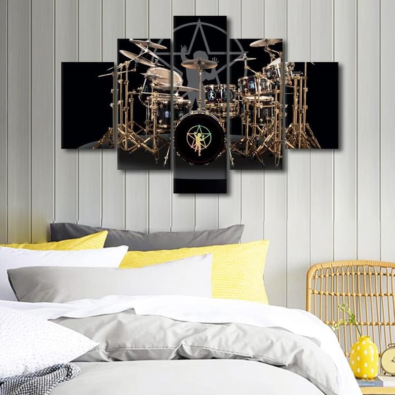 MengMj Set strumenti musicali, stampa su tela HD concerto Quadri Moderni 150x80 cm, Set 5 Pezzi Stampe su Tela per Soggiorno e Camera da Letto, Grande Decorazione Murale Moderna