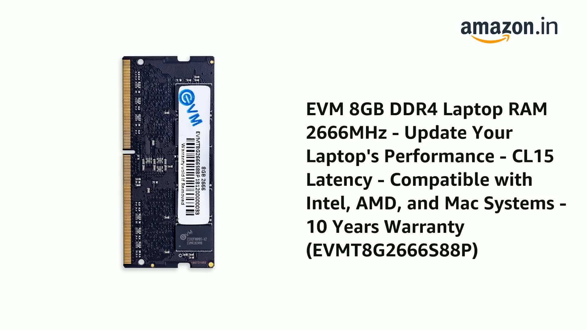 Amazon.in: Buy EVM 8GB DDR4 Laptop RAM 2666MHz - Update Your