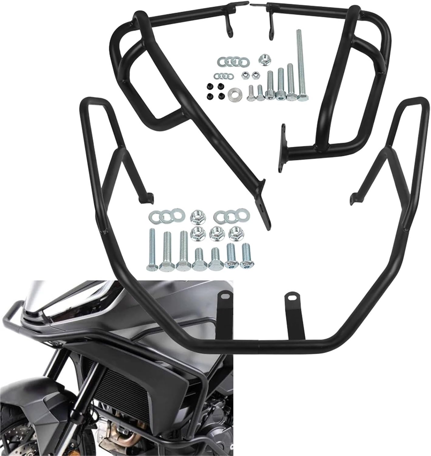 for Honda NT1100 NT 1100 DCT 2022-2024 Motorcycle Highway Crash Bars Upper&Lower Engine Tank Guard Bumper Stunt Cage Protector(Upper Black)
