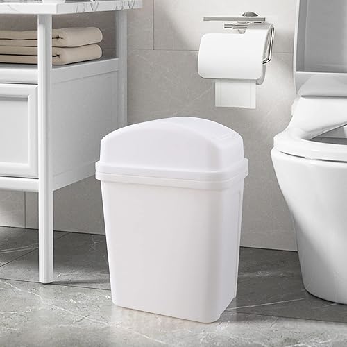 Miniatura 4 de Idotry - Cubo de basura blanco de 1.8 galones, cubo de basura pequeño de plástico con tapa giratoria, 1 paquete