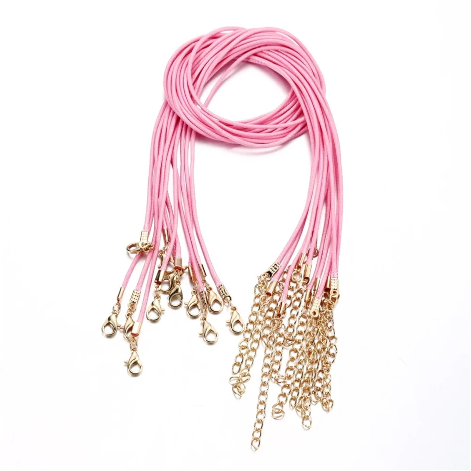 Anenog Pink Leather Necklace Cord With Clasps 100Pcs 1.5Mm Handmade Leather With Lobster Clasp String Cord Adjustable Braided Rope For Diy Necklaces Pendant Charms Findings(Pink)