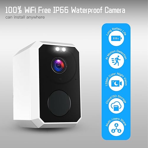 Miniatura 2 de Uniter Cámara de seguridad inalámbrica 2K para exteriores, cámara de garaje impermeable WiFi de 2.4 GHz, funciona con batería, sistemas de seguridad