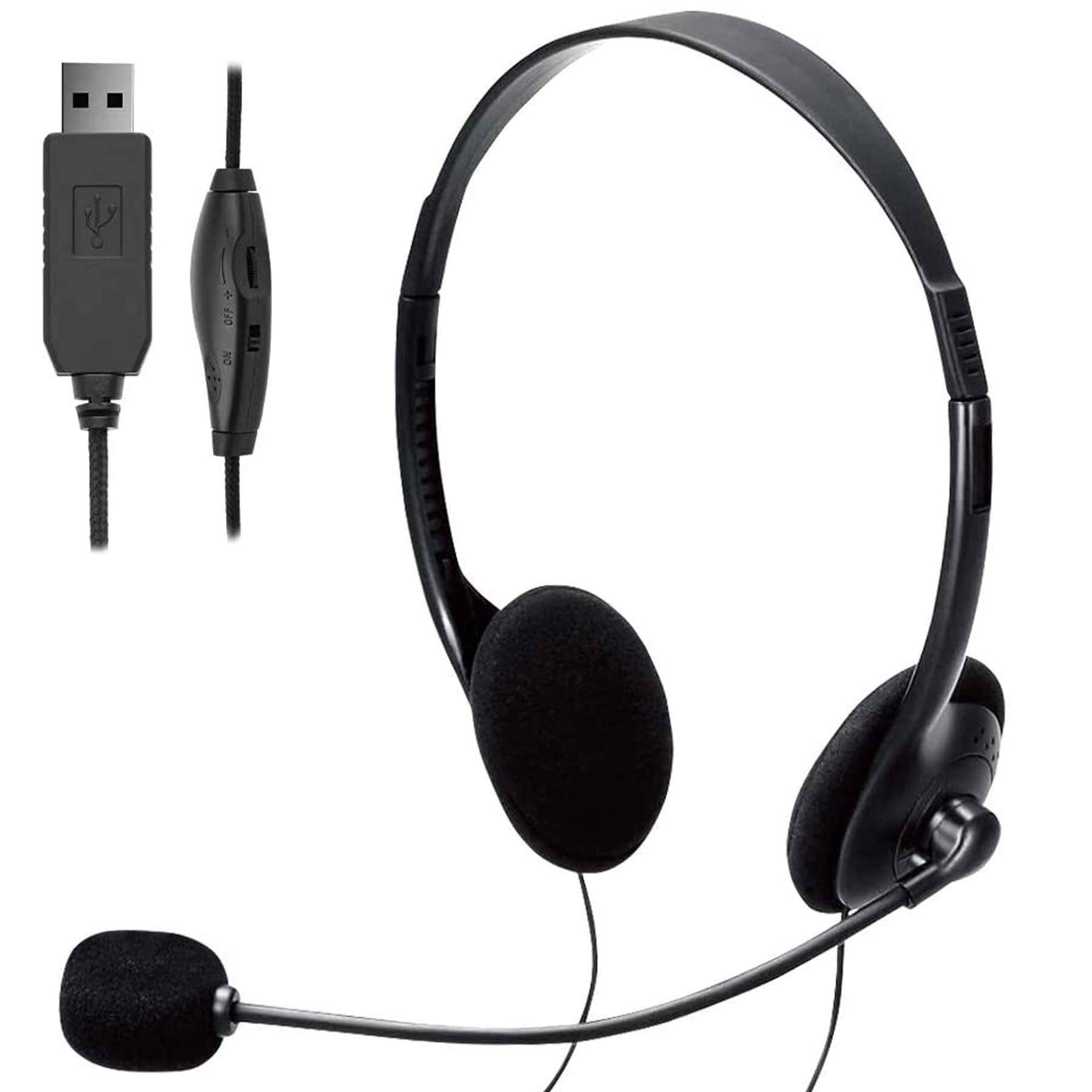 EAGLEND Cuffie USB Con Microfono Cancellazione Rumore - Per PC, Laptop, Ufficio, Smartworking, Zoom, Skype, Nero - 2