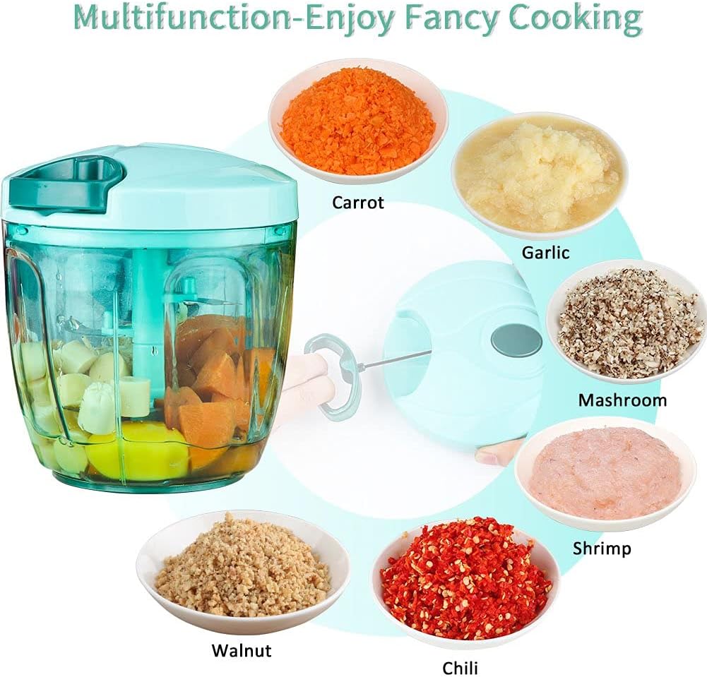 Cambom Manual Food Chopper, Hand Pull String Vegetable Slicer Onions Cutter, BPA free food safe material
