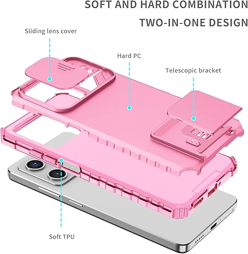 Miniatura 9 de Asuwish Funda de teléfono para Xiaomi Poco X5Redmi Note 12 5G con protector de pantalla de vidrio templado y cubierta de cámara deslizante Soporte