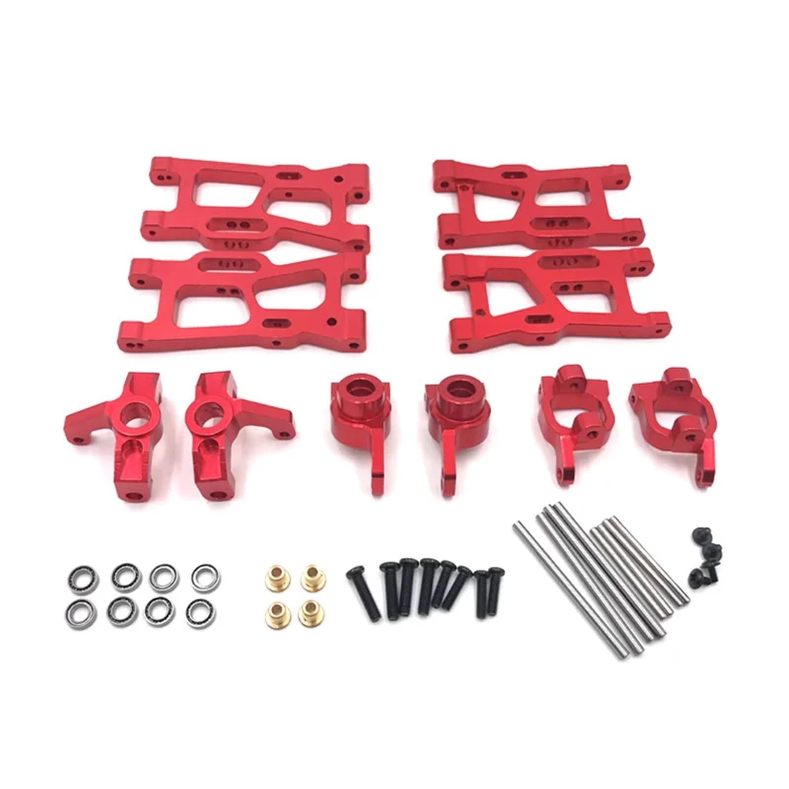 Bras de Suspension for Wltoys 144001 144010 124007 124008 124016 124017 124019, Bloc de Direction, Ensemble de Supports de moyeu, pièces de Mise à Niveau (Size : Red)