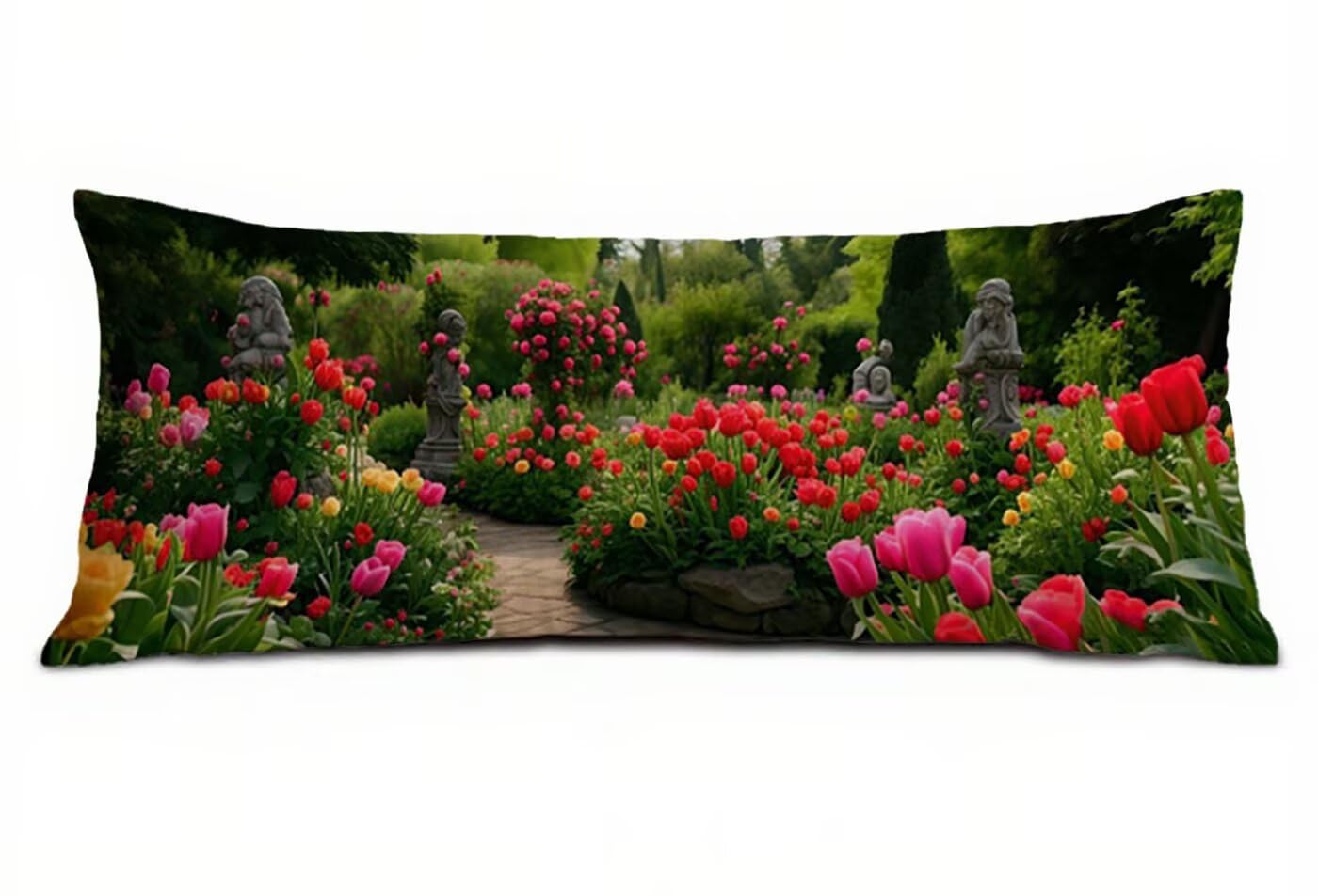 Giardino Federe Cuscini Divano 60 x 180 cm, Cuscini per Divano in Velluto Cotone Morbida e Traspirante, Fiore Copricuscino Letto con Cerniera Invisibile Federe Cuscino per Moderno Casa Letto B-10489