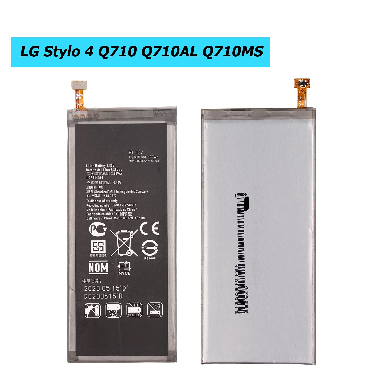 BL-T37 Replacement Battery Compatible with LG Stylo Q710 Q710MS Q710CS Q8  2018 LG V40 ThinQ with Toolkit