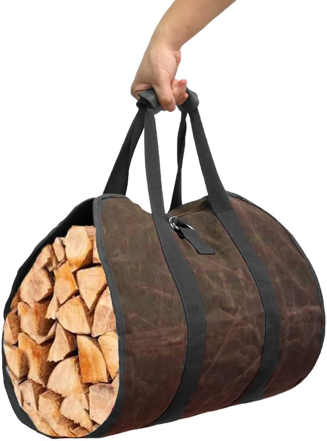 GRFIT Log Tote Carrying Bag Canvas Bag Carrier Indoor Fireplace Firewood Totes Holders Fire Wooden Carriers Carrying for Outdoor Firewood Bag for Fireplace
