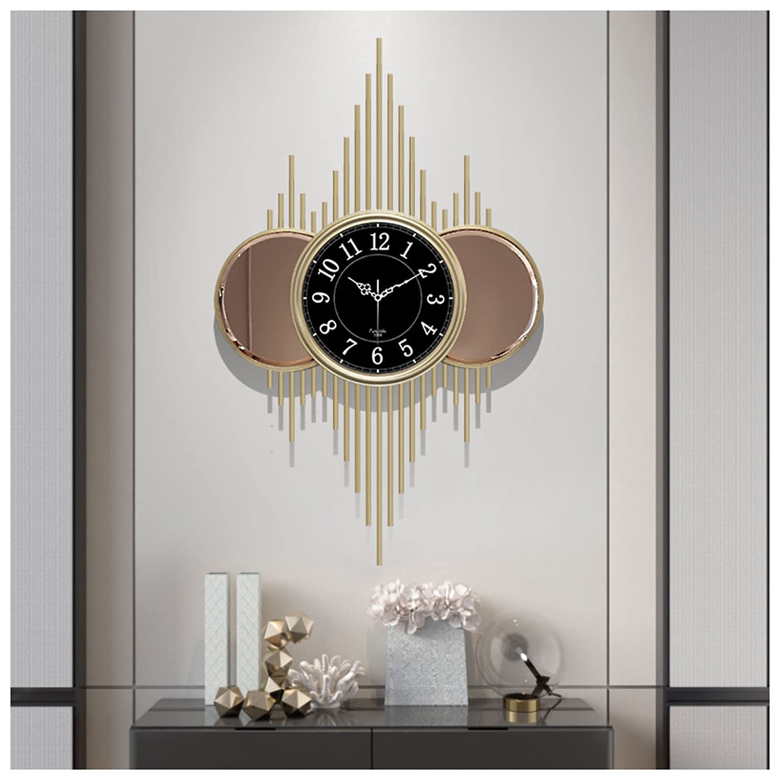 Zegar Ścienny Zegar Artystyczny 50 * 80 Cm Zegary Ścienne, Kreatywny Ręcznie Robiony Metalowy Cichy Bez Tykania Dekoracja Kwarcowy Zegar Ścienny Do Salonu Wejście Biuro Korytarz Sypialnia, Czarny, A,