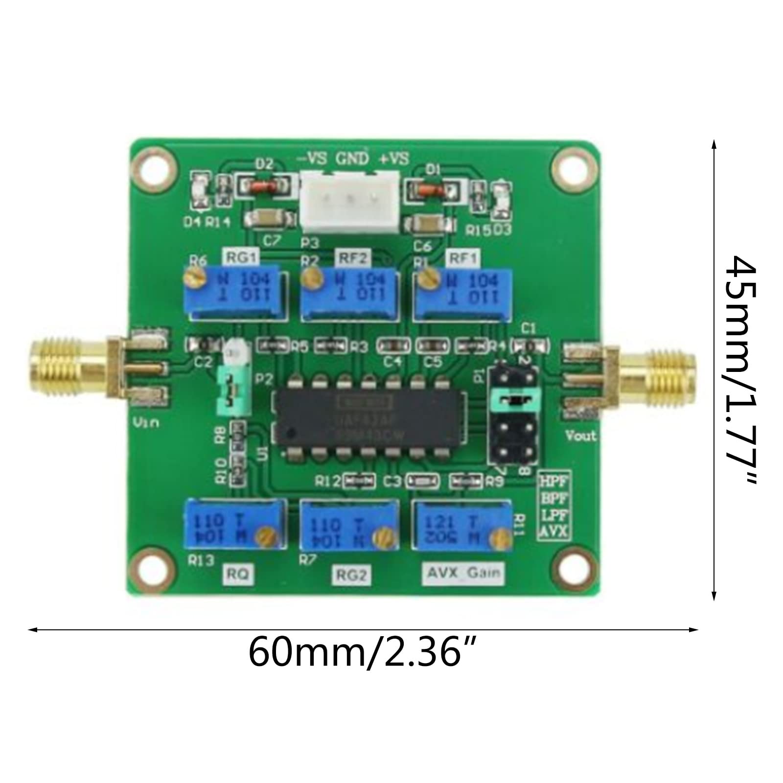 Module de Filtre Passe-Haut Passe-Bas Actif UAF42 Module de Remplacement de Carte de filtrage Passe-Haut/Passe-Bas/Passe-Bande réglable ABS