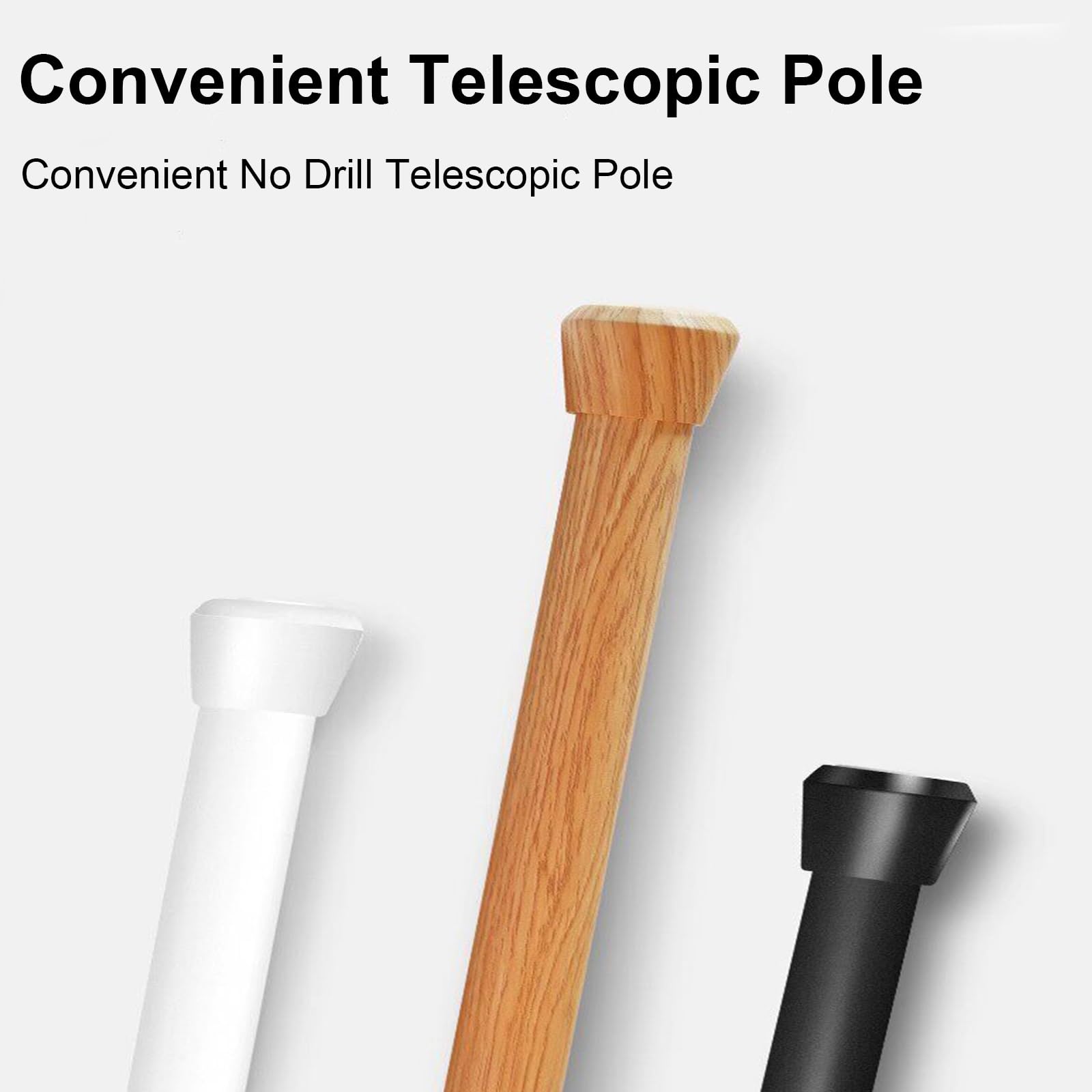 Duschvorhangstange mit Federspannung, 60–240 Cm, Abnehmbare Teleskopstange, Rutschfeste für Fenster Schrank Kein Bohren Erforderlich(Black,60-90cm/24-31in)