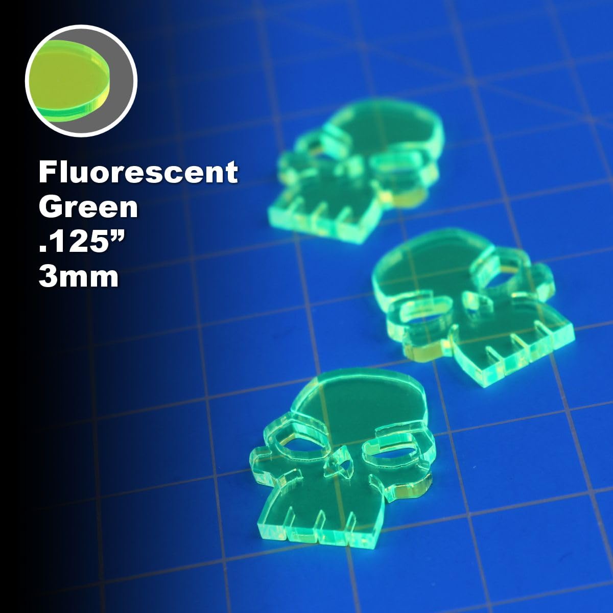 LITKO Mini Skull Tokens - 15 Fluorescent Green Acrylic Skulls For D&D, Warhammer 40K, RPG Wound & Casualty Markers