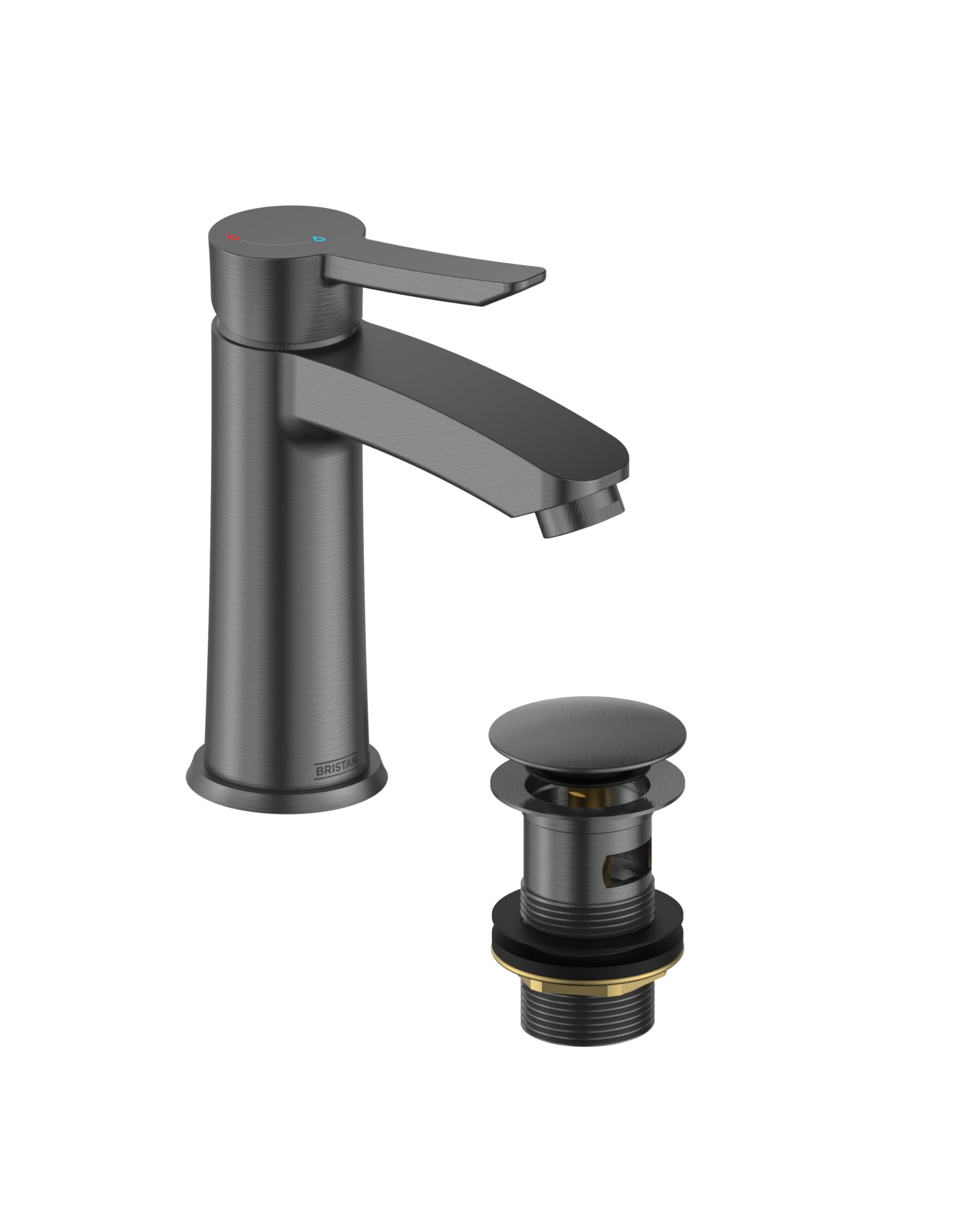Bristan Apelo Gunmetal Grey Cool Start Basin Mixer With Clicker Waste