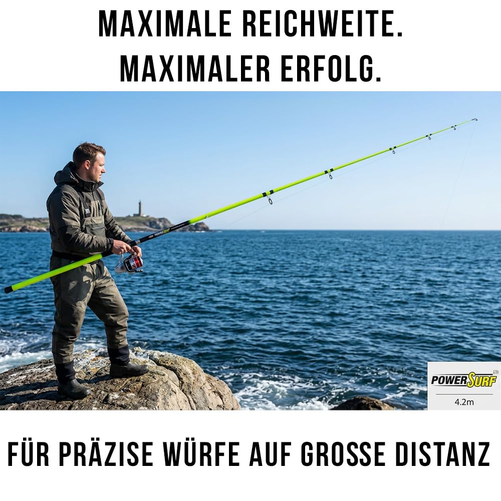 Angelrute Set mit Angelrolle für Meeresangeln – Salzwasser Angelrute, Küstenangeln für Einsteiger und Profis