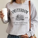 Munla Amsterdam Netherlands Crewneck Sweatshirt - Amsterdam Retro Sweater Souvenir Gift XL Navy