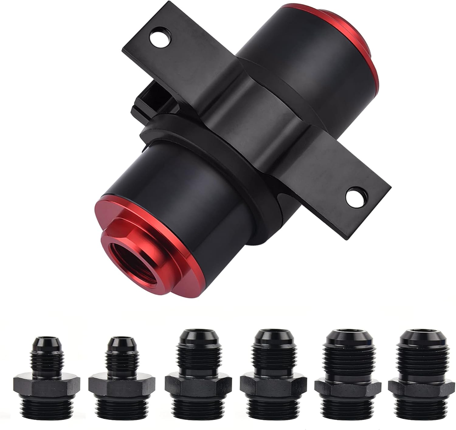 EVIL ENERGY 100 Micron Inline Fuel Filter&Bracket Clamp Bundle with 50mm Fuel Filter Mounting Bracket Black